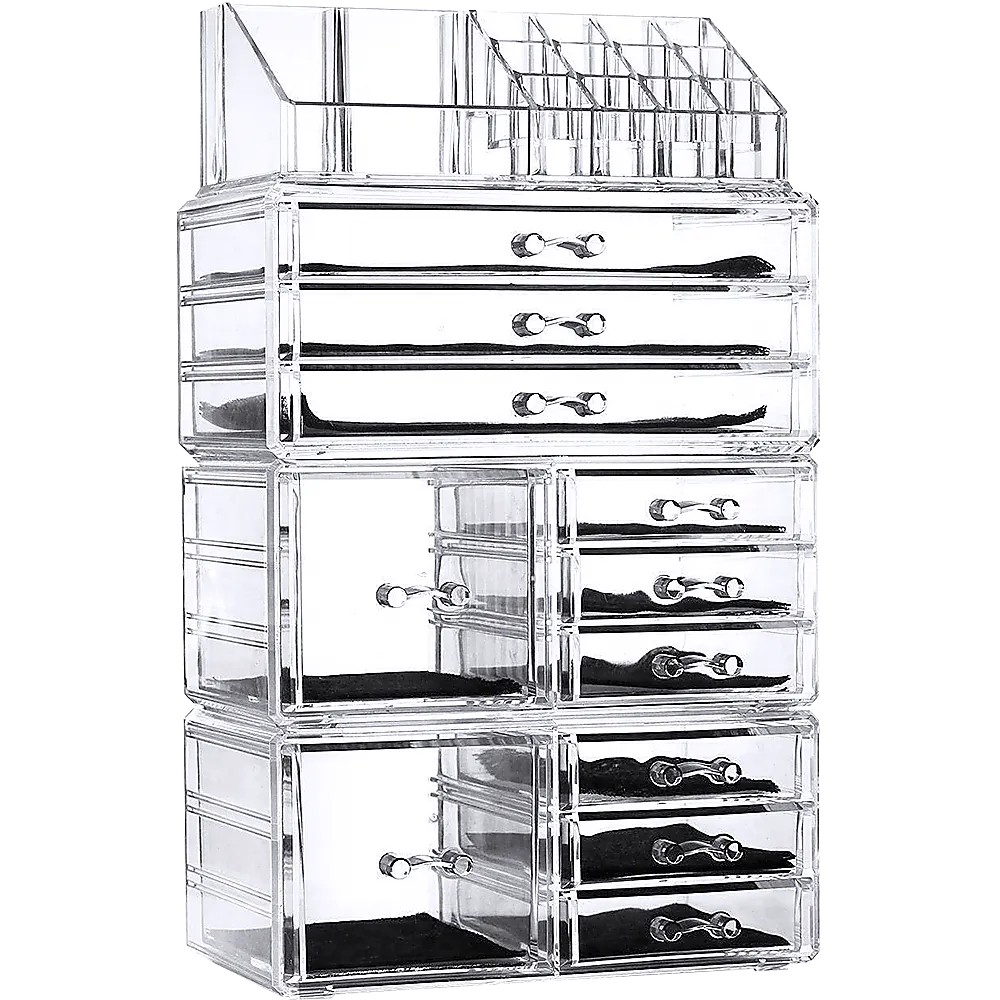 11-Drawer Clear Acrylic Cosmetic & Jewellery Organiser Set