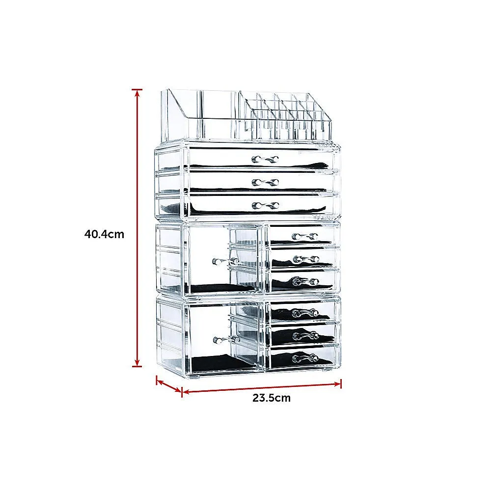 11-Drawer Clear Acrylic Cosmetic & Jewellery Organiser Set