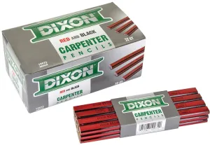 Dixon Ticonderoga 19971 Carpenter Pencil, 7 in L, Wood Barrel, Black/Red Barrel :EA: QUANTITY: 12
