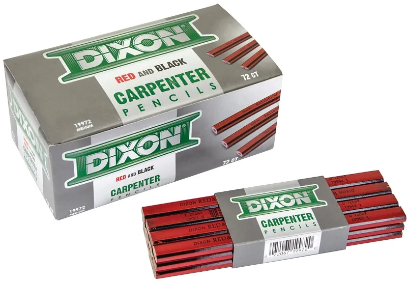 Dixon Ticonderoga 19971 Carpenter Pencil, 7 in L, Wood Barrel, Black/Red Barrel :EA: QUANTITY: 12