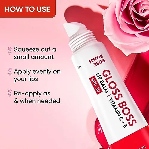 Dot & Key Rose Blush Tinted Lip Balm (12gm) with SPF 30 | Lightweight & Non Sticky | Lip Balm for Women for Soft Smooth & Sun Protected Lips | Fades Lip Pigmentation | Deeply Moisturizes & Controls Lip Tan