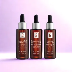 Eminence Organics Intense Actives Powerhouse Trio (Citrus & Kale Potent C E Serum   Marine Flower Peptide Serum   Rosehip Triple C E Firming Oil)