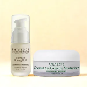 Eminence Organics Lift & Tighten Set (Bamboo Firming Fluid   Coconut Age Corrective Moisturizer)