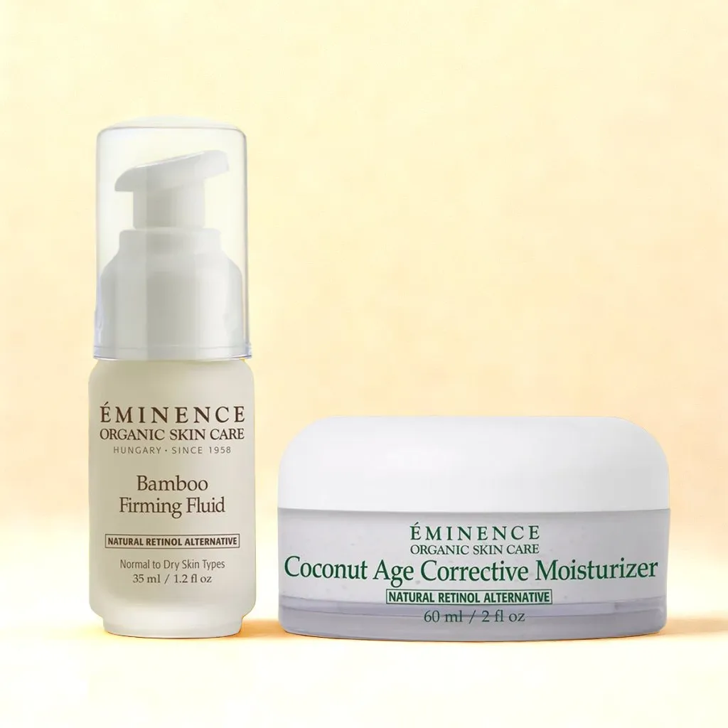 Eminence Organics Lift & Tighten Set (Bamboo Firming Fluid   Coconut Age Corrective Moisturizer)